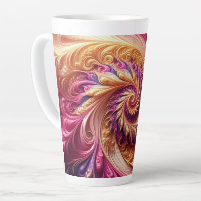 Abstrakt, modern, rosa, goldfarben und Lila Milchtasse (Linke Ecke)