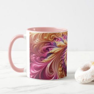 Abstrakt, modern, rosa, goldfarben und Lila Tasse