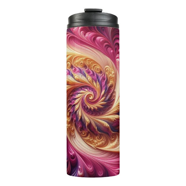 Abstrakt, modern, rosa, goldfarben und Lila Thermosbecher (Vorderseite)