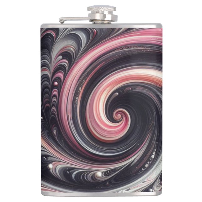 Abstrakt modern, rosa, schwarz und weiß flachmann (Vorderseite)