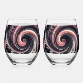 Abstrakt modern, rosa, schwarz und weiß weinglas ohne stiel