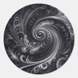 Abstrakt-modern, schlicht, schwarz und weiß runder aufkleber