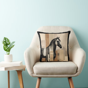 Abstrakt Modern Water color Earth Tone Paint Horse Kissen