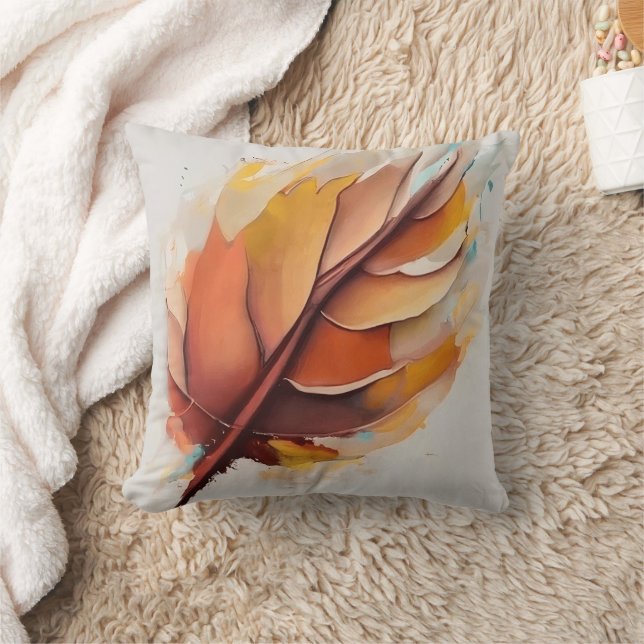 Abstrakt Moderne Blätter Gemälde Set, Leaf Kissen (Decke)