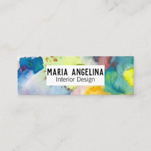 Abstrakt moderne, farbenfrohe Wasserfarbe Mini Visitenkarte