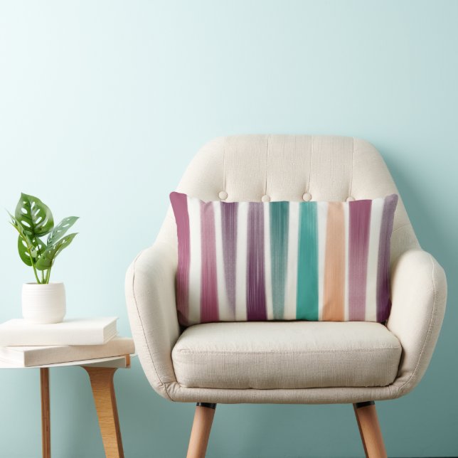 Abstrakt Moderne Lila Marsala Aquamarin Pinselstri Lendenkissen (Stuhl )