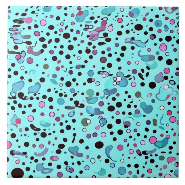 Abstrakt Modernes Aquamarines Blaumuster Fliese (Vorderseite)