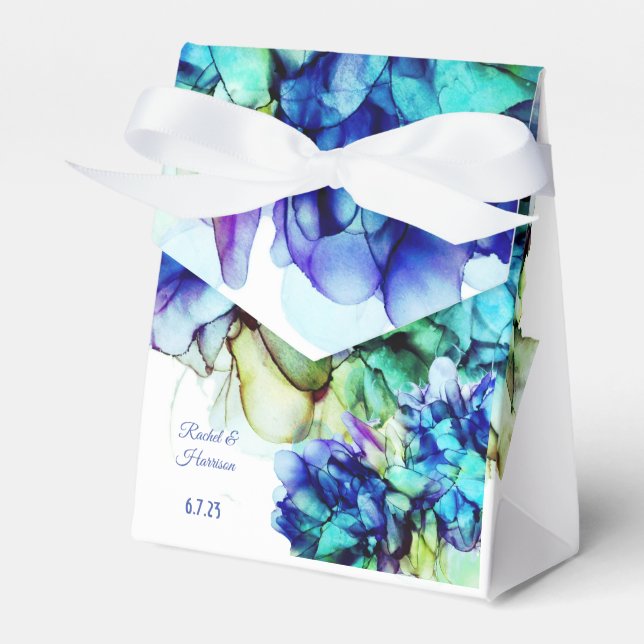 Abstrakt Modernes Blau und Türkis Geschenkschachtel (Vorderseite)