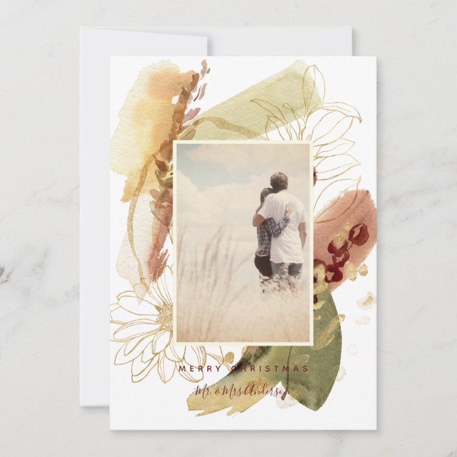 Abstrakt Modernes, florales Weihnachtslied Karte (Vorderseite)