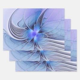 Abstrakt Modernes Fraktal Art Lavendel Geschenkpapier Set