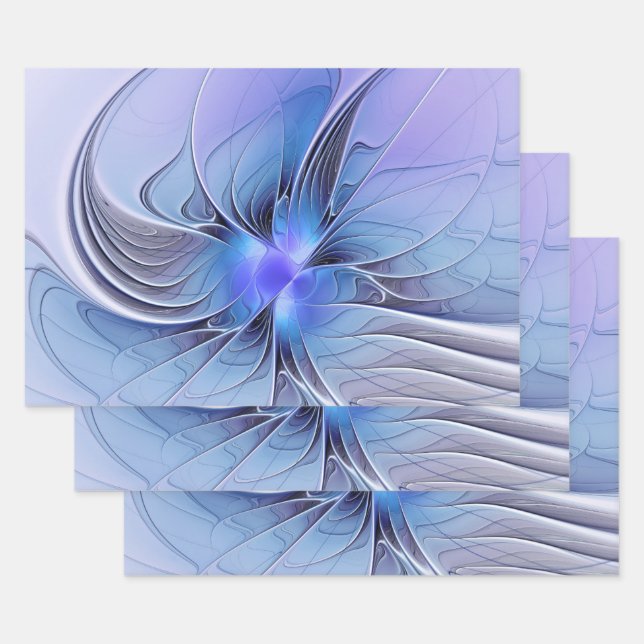 Abstrakt Modernes Fraktal Art Lavendel Geschenkpapier Set (Set)