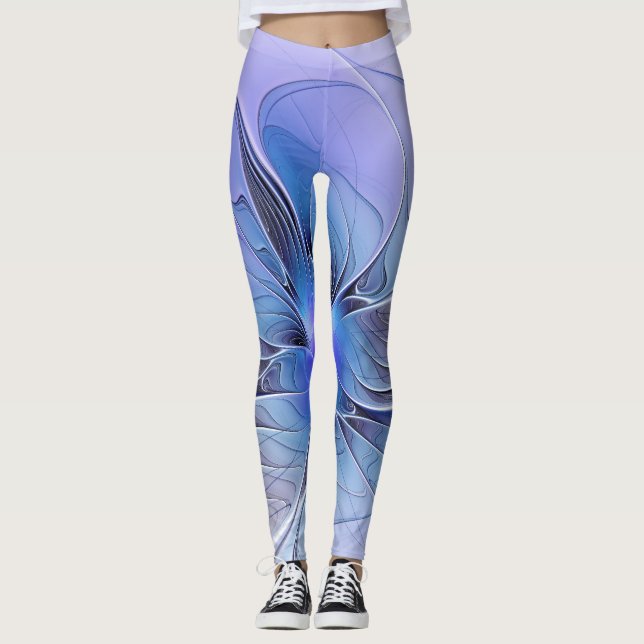 Abstrakt Modernes Fraktal Art Lavendel Leggings (Vorderseite)