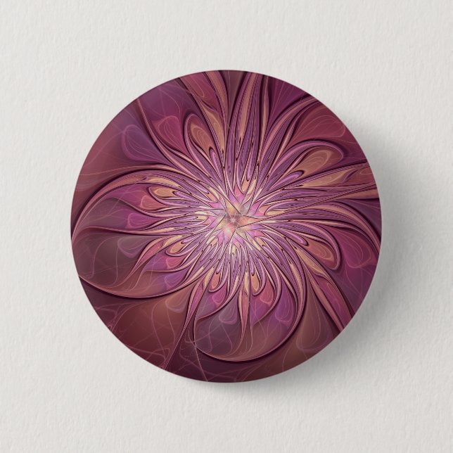 Abstrakt Modernes Fraktal Florenz Kunst, Dichtung  Button (Vorderseite)