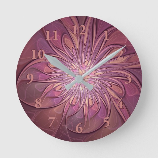 Abstrakt Modernes Fraktal Florenz Kunst, Dichtung  Runde Wanduhr (Vorderseite)