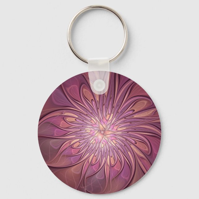 Abstrakt Modernes Fraktal Florenz Kunst, Dichtung  Schlüsselanhänger (Vorderseite)