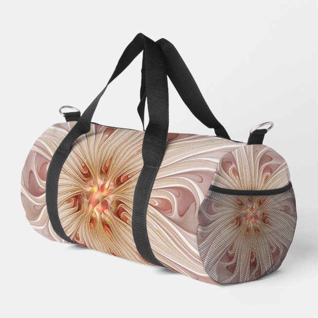 Abstrakt Modernes Peach Pasta Blume Fraktal Duffle Bag (Rechte Ecke)