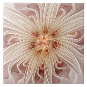 Abstrakt Modernes Peach Pasta Blume Fraktal Fliese