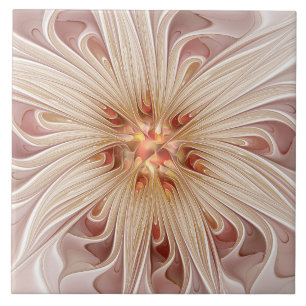 Abstrakt Modernes Peach Pasta Blume Fraktal Fliese