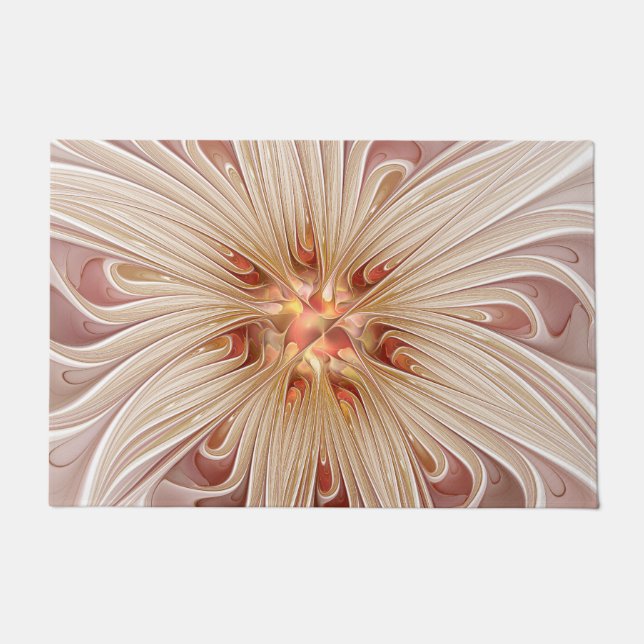 Abstrakt Modernes Peach Pasta Blume Fraktal Fußmatte (Vorderseite)