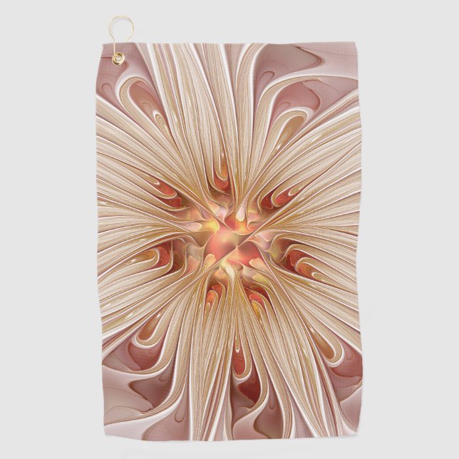 Abstrakt Modernes Peach Pasta Blume Fraktal Golfhandtuch (Vorderseite)