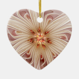 Abstrakt Modernes Peach Pasta Blume Fraktal Keramik Ornament