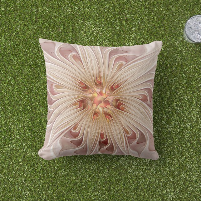 Abstrakt Modernes Peach Pasta Blume Fraktal Kissen (Golfball-Marker)