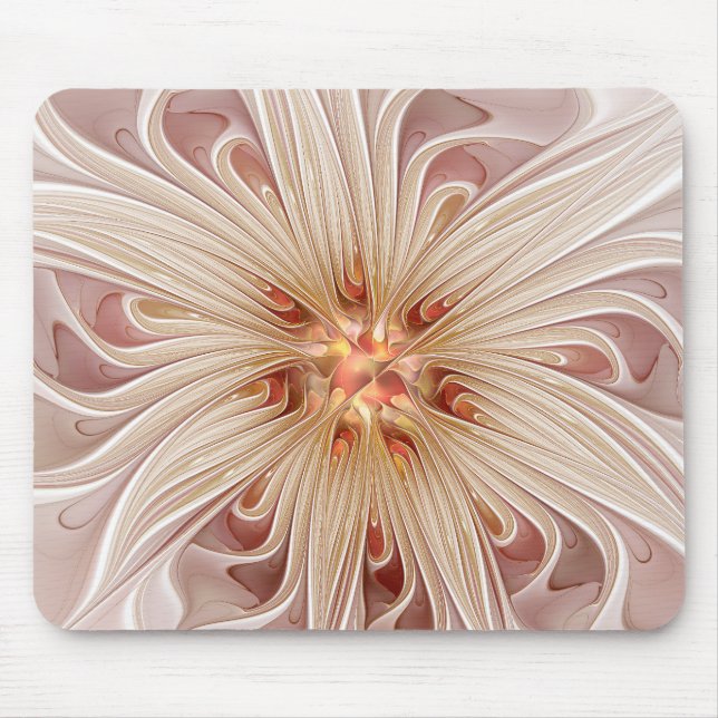 Abstrakt Modernes Peach Pasta Blume Fraktal Mousepad (Vorne)