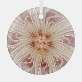 Abstrakt Modernes Peach Pasta Blume Fraktal Ornament Aus Glas