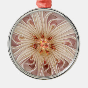 Abstrakt Modernes Peach Pasta Blume Fraktal Ornament Aus Metall