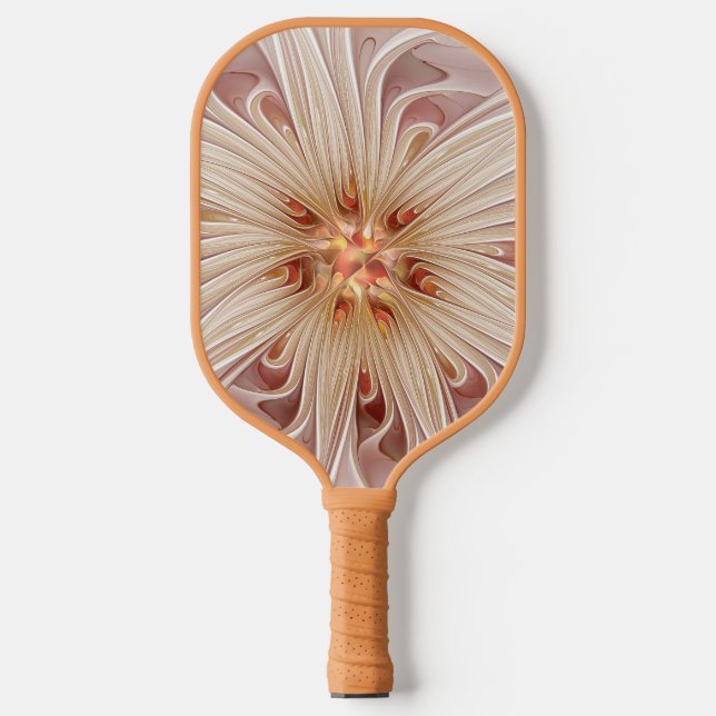 Abstrakt Modernes Peach Pasta Blume Fraktal Pickleball Schläger (Vorderseite)