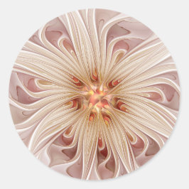 Abstrakt Modernes Peach Pasta Blume Fraktal Runder Aufkleber