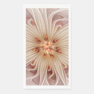 Abstrakt Modernes Peach Pasta Blume Fraktal Serviette