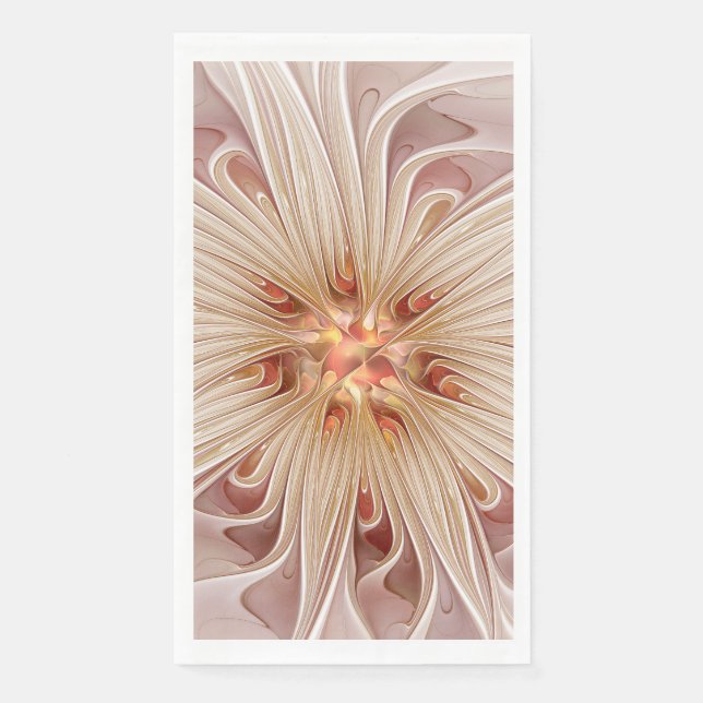 Abstrakt Modernes Peach Pasta Blume Fraktal Serviette (Vorderseite)