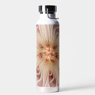 Abstrakt Modernes Peach Pasta Blume Fraktal Trinkflasche