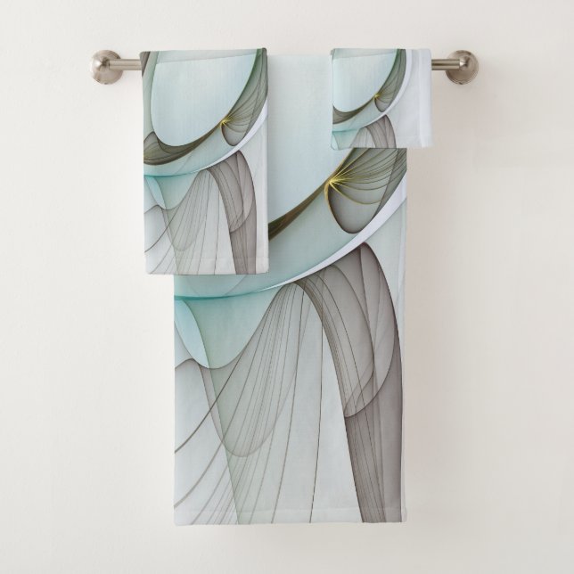 Abstrakt Modernes Türkis Braun Gold Elegante Badhandtuch Set (Insitu)