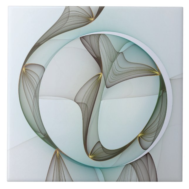 Abstrakt Modernes Türkis Braun Gold Elegante Fliese (Vorderseite)