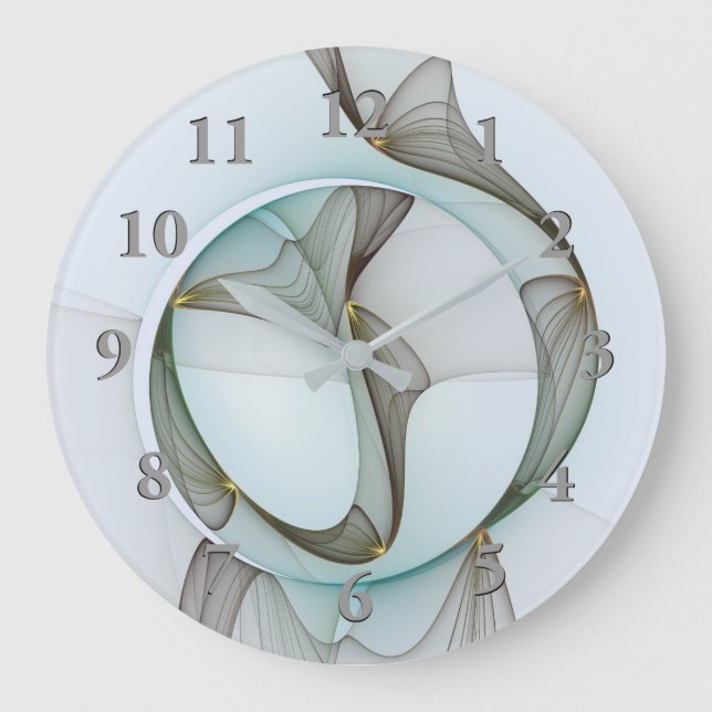 Abstrakt Modernes Türkis Braun Gold Elegante Große Wanduhr (Vorderseite)