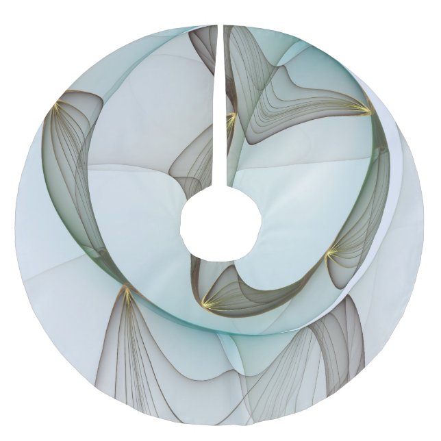 Abstrakt Modernes Türkis Braun Gold Elegante Polyester Weihnachtsbaumdecke (Vorderseite)