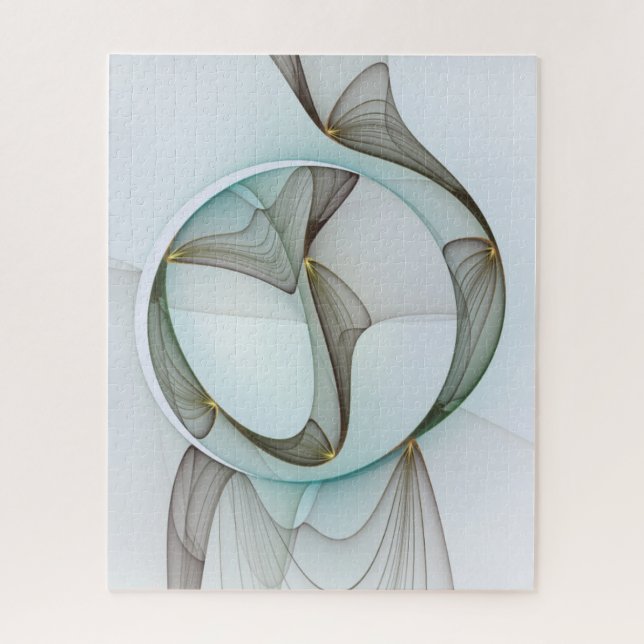 Abstrakt Modernes Türkis Braun Gold Elegante Puzzle (Vertikal)