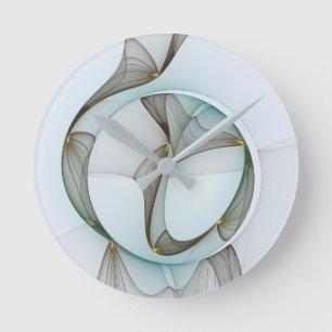 Abstrakt Modernes Türkis Braun Gold Elegante Runde Wanduhr