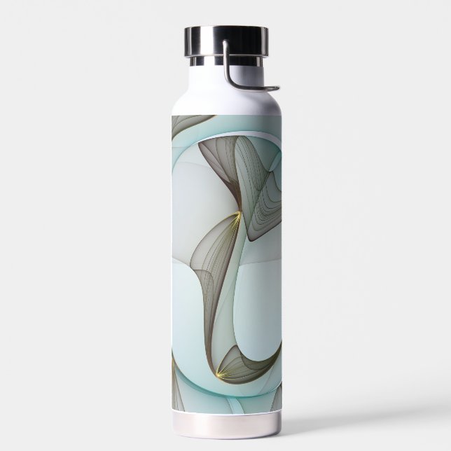 Abstrakt Modernes Türkis Braun Gold Elegante Trinkflasche (Links)