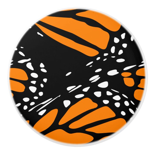 Abstrakt Monarch Butterfly Wing Orange Schwarz-wei Keramikknauf (Vorderseite)