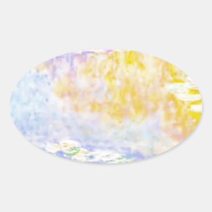 abstrakt, monet seerosen 7 ovaler aufkleber