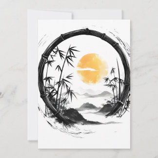 Abstrakt Moon Zen Bamboo Flow Feiertagskarte