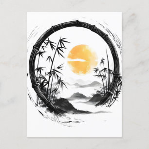 Abstrakt Moon Zen Bamboo Flow Feiertagspostkarte
