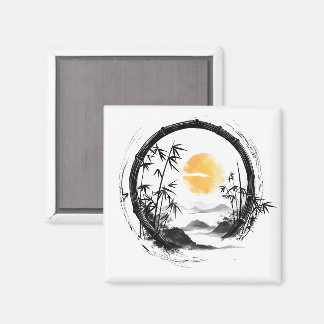 Abstrakt Moon Zen Bamboo Flow Magnet