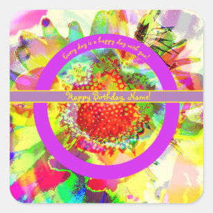 Abstrakt Multicolor Personalisiert Geburtstag Quadratischer Aufkleber