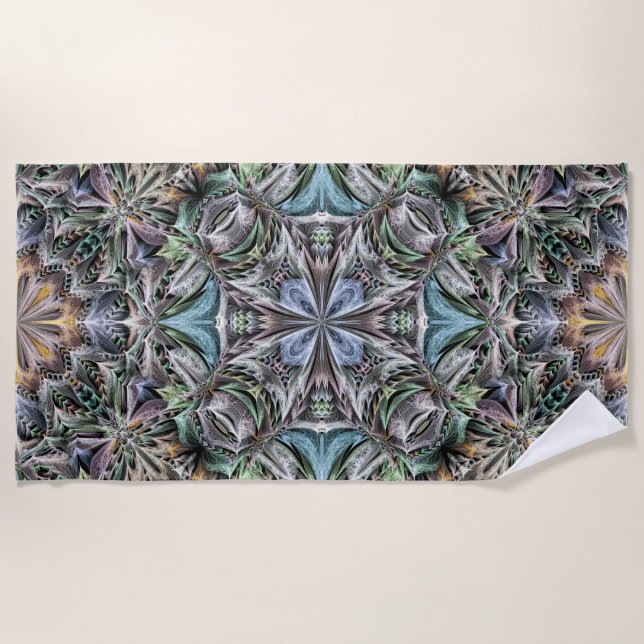 Abstrakt Multicolor Sukkulentgarten Rosette Strandtuch (Vorderseite)