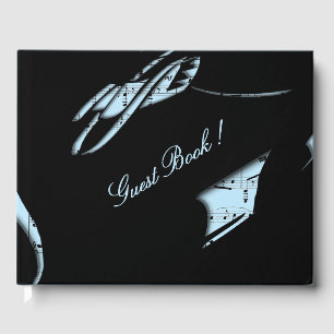 Abstrakt Music Guest Book Blue Gästebuch