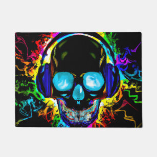 Abstrakt Music Skull Rock Colorful Electric Loud H Fußmatte